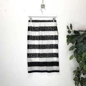 Elle Lace Striped Pencil Skirt